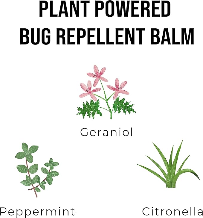 Geraniol Bug Balm, Bug Spray Alternative Travel Size Repellent, DEET Free Mosquito Shield for Kids, Natural Travel Size Mosquito Repellent Wipes Alternative Balm for Babies
