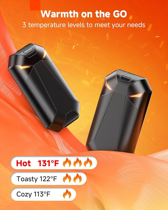 Hand Warmers Rechargeable - Ultra Light & Thin 8000mAh 2 Packs Electric Hand Warmer, Pocket-Sized, Up to 20Hrs - Stocking Stuffers for Him/Adults, Gifts for Men/Women, Camping Accessories/Hunting Gear