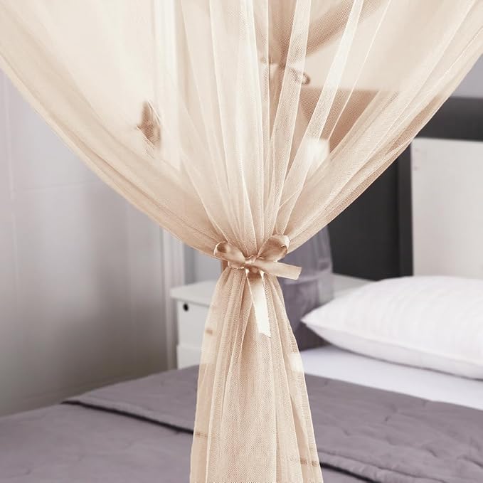 Mengersi Mosquito Net for Bed Canopy,Four Corner Post Canopy Bed Curtains for Full/Queen/King Size Bed,Bed Curtains for Patio Indoor Outdoor Net