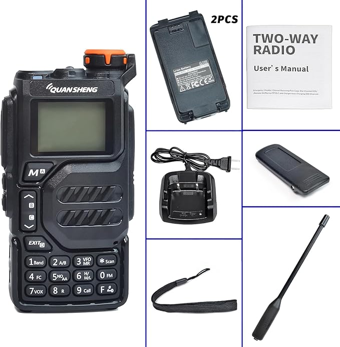 TWAYRDIO Quansheng UV-K5 5W VHF UHF Dual Band Two Way Radio, AM/FM Airband Receiving Walkie Talkie, NOAA Emergency Weather Receiver, with 1 Extra Battery