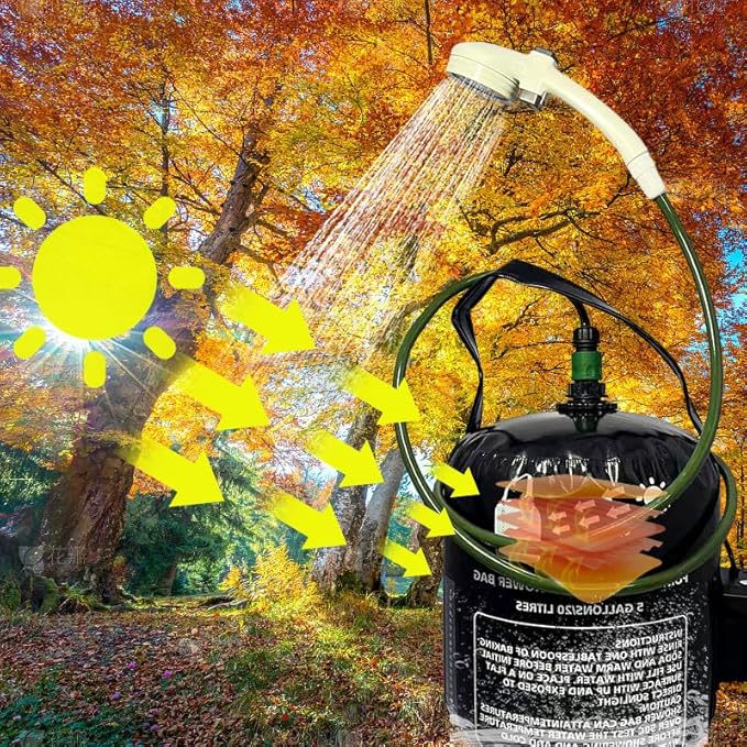 Vici 20L Portable Solar Camping Shower Bag Shower Electric Pump Tent car wash Equipment Outdoor spa Bath hot Water Bag Camping Furniture Accessories Portable Shower Pump
