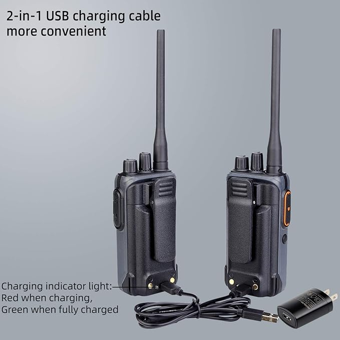 Retevis RB17 Walkie Talkie,Heavy Duty Walkie Talkies Long Range,Rechargeable 4400mAh Large Capacity,VOX Handsfree,Portable Two Way Radio for Hunting Skiing School Church Outdoor Gifts (2 Pack)