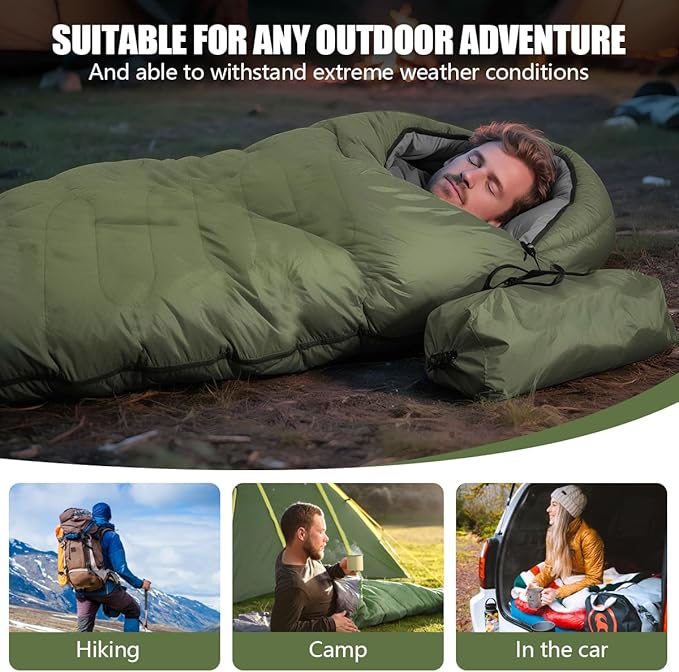 OBTANIM Sleeping Bags Portable Waterproof Camping Sleeping Bag for Adults Kids 4 Seasons Cold Weather or Warm Backpacking Hiking Mountaineering Indoor Outdoor Use