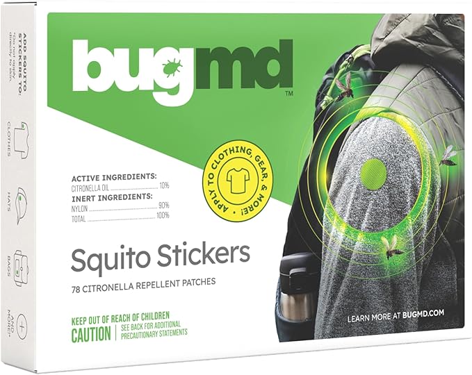 BugMD Squito Stickers Mosquito Repellent Patch Stickers for Adults (390 Stickers), Safe & Effective Insect Repellent Patches for Toddlers, Kids, Camping, Beach & Outdoor Essentials