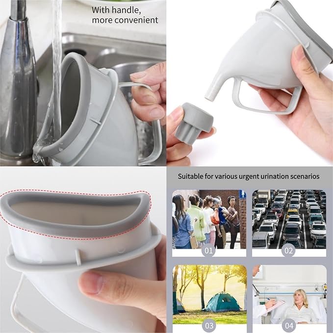 Unisex Urination Device Travel Emergency Toilet, Urinal Device with Tube and Handle, Travel Pee Bottle for Men and Women, Urinal Funnel Pee Funnel Women Pee Cup Stand Up for Outdoor, Camping