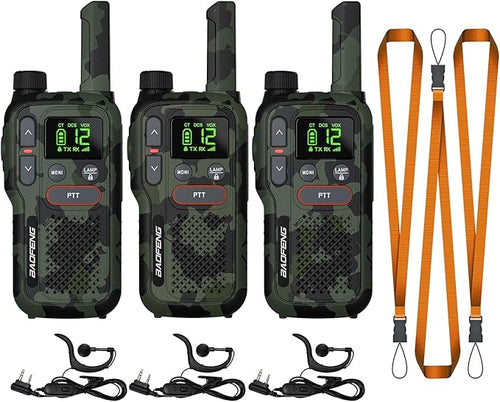 BAOFENG GT-18 Walkie Talkies for Kids Adult, License Free Long Range Rechargeable FRS Two Way Radio,1500mAh Battery, 22 Channels with NOAA, Scan, Flashlight, VOX for Camping Hiking Family, 3 Pack