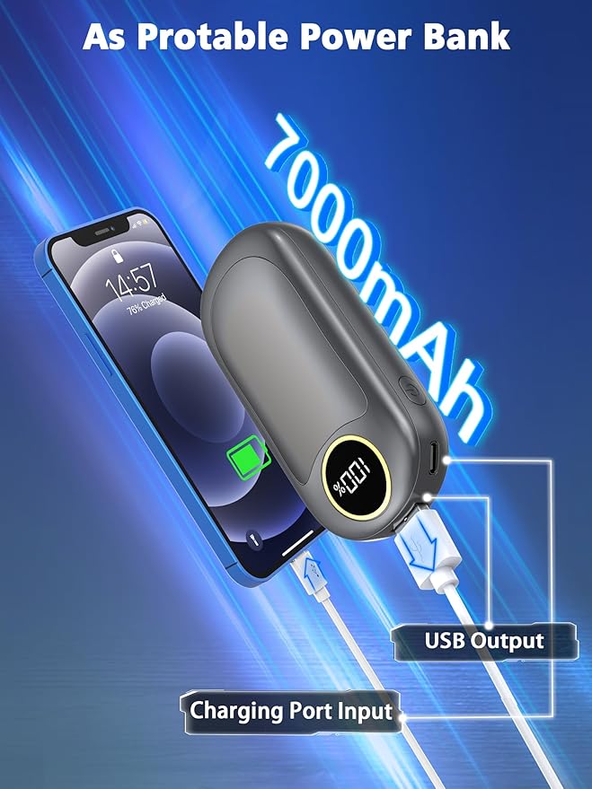 Hand Warmers Rechargeable, 14000mAh Electric Hand Warmer Max 18Hrs Warmth, Dual-Sided Hand Warmers Reusable Heat Up to 131℉, Portable Gloves Handwarmers for Raynauds, Hunting, Golf, Football, Camping