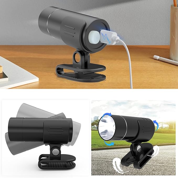 sinstar Headlights for Croc Charms, Croc Shoes Accessories Flashlight Attachment, Waterproof, USB Clip on Rechargeable and Adjustable Lights for Jogging Camping Gifts, Suitable for Adults Kid 2Pcs