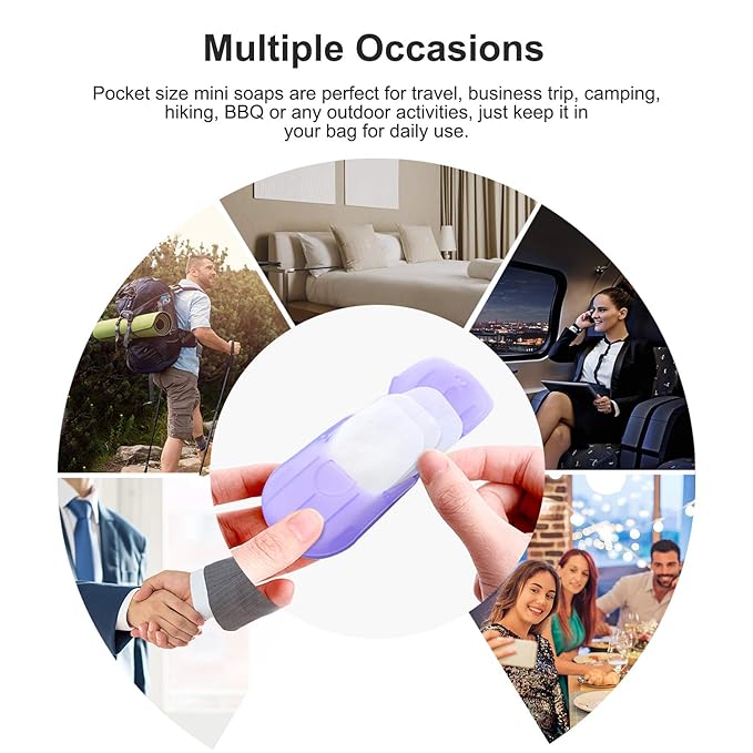10 Boxes (200 Sheets) Portable Travel Soap Paper Sheets, Mini Disposable Soap Sheets Hand Washing Bath Scented Paper Soap and Slide Foaming Paper Soap Bathing Soap Flakes for Outdoor (10 Boxes)