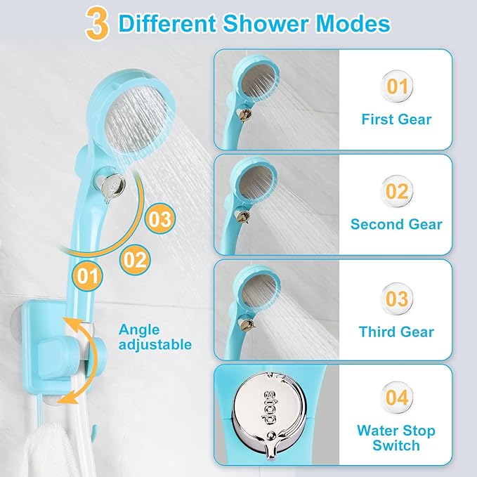WADEO Portable Shower Camping Shower Outdoor Camp Shower Pump, Electric Rechargeable Portable Camping Shower, Powered by Rechargeable Battery for Camping, Hiking, Traveling