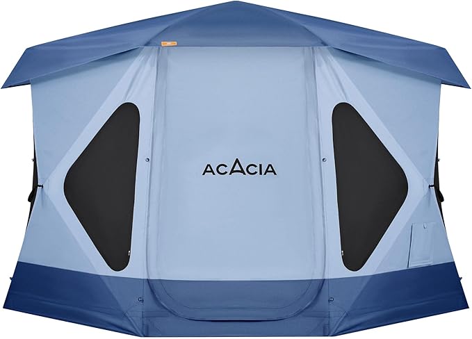 ACACIA Camping Tent, Pop Up Camping Tent with 8 Windows and Footprint, Waterproof Windproof Easy Setup Hub Tent for Family Camping, Hiking and Glamping