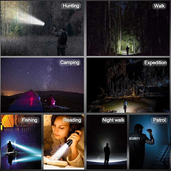 BESTSUN LED XHP90 Flashlight, 20000 Lumens XHP90 Tactical Handheld Flashlights Powerful Rechargeable XHP90 LED Torch 5 Modes Adjustable Zoomable Waterproof Lamp for Hiking Camping Hunting