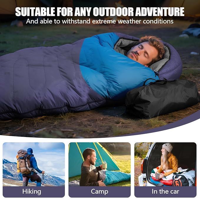 OBTANIM Sleeping Bags Portable Waterproof Camping Sleeping Bag for Adults Kids 4 Seasons Cold Weather or Warm Backpacking Hiking Mountaineering Indoor Outdoor Use