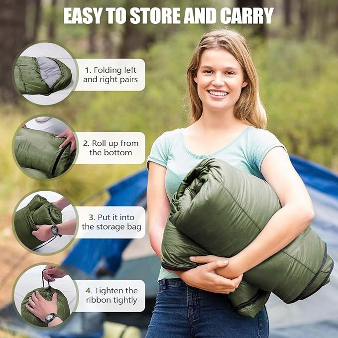 OBTANIM Sleeping Bags Portable Waterproof Camping Sleeping Bag for Adults Kids 4 Seasons Cold Weather or Warm Backpacking Hiking Mountaineering Indoor Outdoor Use