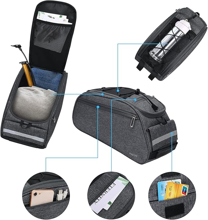 MOSISO Bike Rack Bag, Waterproof Bicycle Trunk Pannier Rear Seat Pouch Cycling Bike Carrier Backseat Storage Luggage Saddle Shoulder Bag