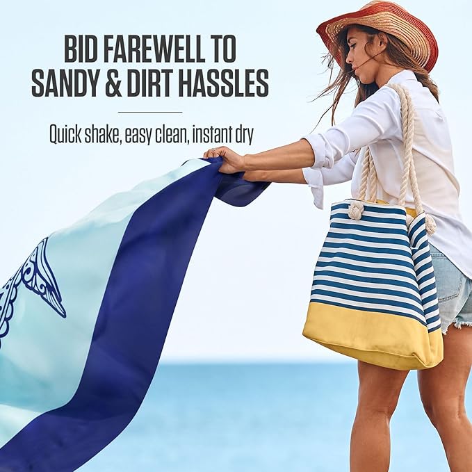 VENTURE 4TH Family-Size Beach Blanket: Sandproof, Waterproof, Lightweight & Compact. Includes Stakes and Carry Bag. 7x8 feet XL Mandala Turtle