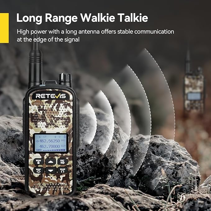 Retevis EZTalk 2 GMRS Two way Radio, IP67 Waterproof Walkie Talkies, 2200mAh Battery, Hunting Radios with 7 Hunting Calls, NOAA, USB C, Long Range Walkie talkies for Hunting Camping (1 Pack)