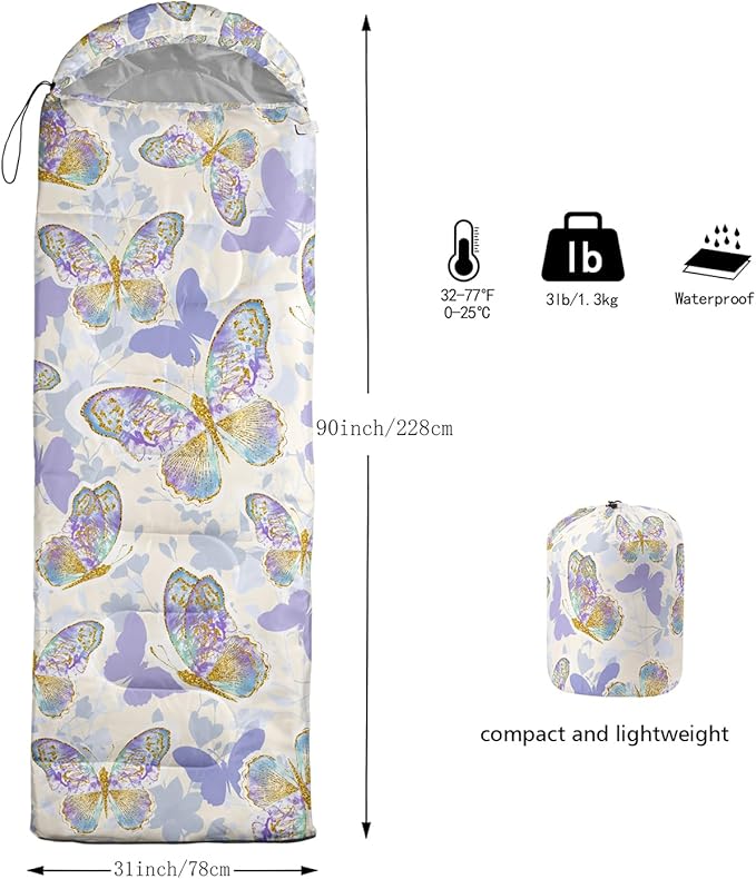 CVHOUSE Camping Sleeping Bags,3 Season Warm & Cool Weather,Lightweight,Waterproof Sleeping Bags for Adults & Kids,Traveling,and Outdoors,Camping Gear Equipment