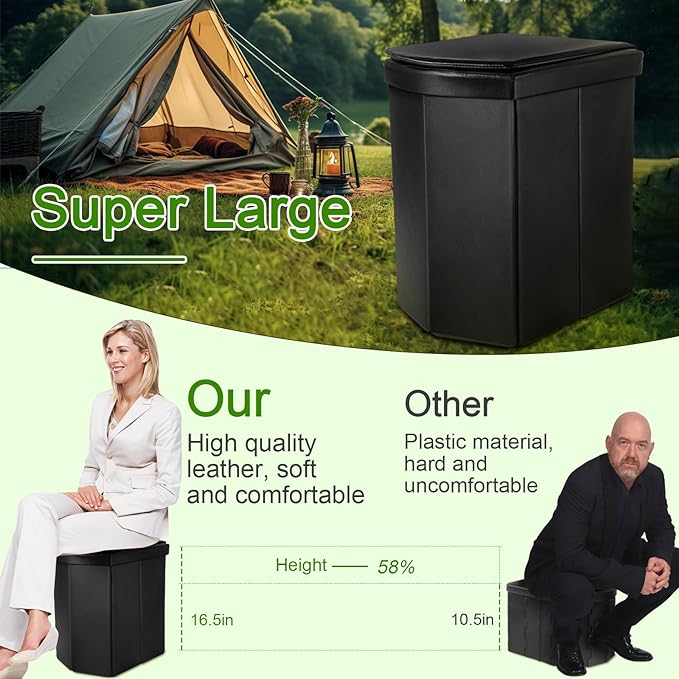 Portable Toilet for Adults, 16.5" XL Portable Toilet for Camping, Camping Toilet with Lid,Camp Toilet with Handbag,Portable Potty For Indoor, Outdoor, And Emergency Use