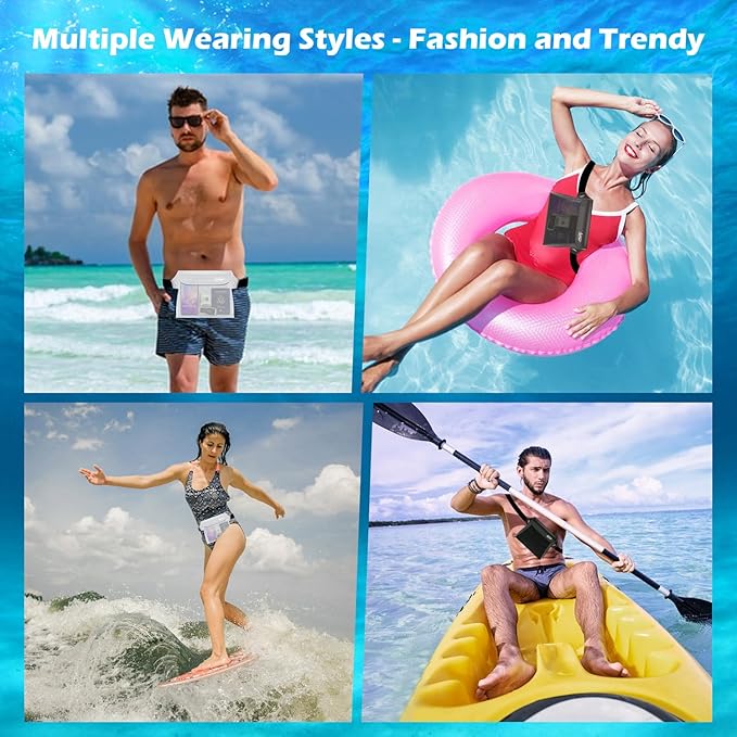 Labeol Waterproof Phone Pouch, 3 Pack With Waist Strap, Fanny Pack to Keep Valuables Dry, Beach Accessories for Swimming Kayaking Boating Fishing