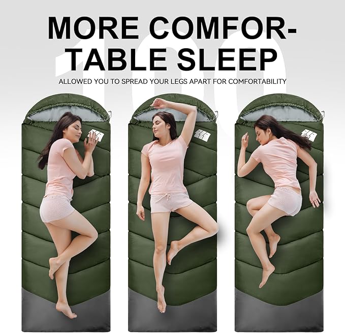 Sleeping Bags for Adults Cold Weather & Warm,Backpacking Camping Sleeping Bag for Tall Girls Boys,Lightweight,Compact,Waterproof Camping Gear for Traveling,Hiking,Hotel,Outdoor & Indoor