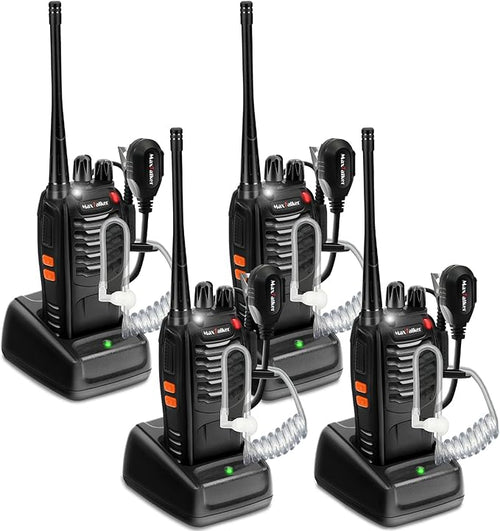 Walkie-Talkies Long Range Two-Way Radios: Rechargeable Walkie Talkies for Adults, Walky Talky VOX Walkie Talkie Earpiece with Mic 2 Way Radio with Flashlight and Charger for Business Family(4 Pack)