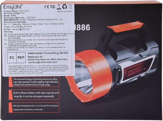 ErayLife Camping Lantern Rechargeable Hand Crank Flashlight, Super Bright LED Lanterns Flashlights for Camping Hiking Hurricane Emergency Power Outages, 6 Light Modes, Durable, Waterproof