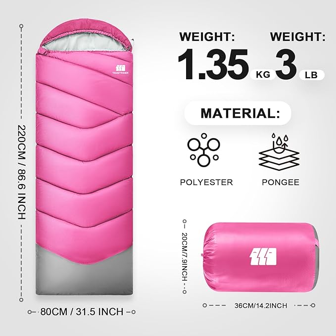 Sleeping Bags for Adults Cold Weather & Warm,Backpacking Camping Sleeping Bag for Tall Girls Boys,Lightweight,Compact,Waterproof Camping Gear for Traveling,Hiking,Hotel,Outdoor & Indoor