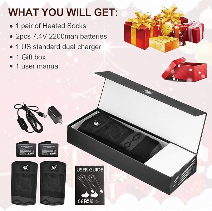 Heated Socks for Women Men,Foot Warmers Electric Rechargable Battery Heating Socks,Winter Cold Feet Hunting Ski Camping Hiking Riding Motorcycle Snowboating Thermal Warm Socks
