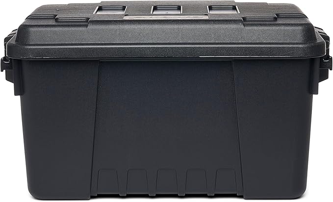 Plano Sportsman Trunk, Black, Small, Lockable Storage Box, Airline Approved Sportsman Trunk, Hunting Gear and Ammunition Bin, Heavy-Duty Containers for Camping, 56-Quart