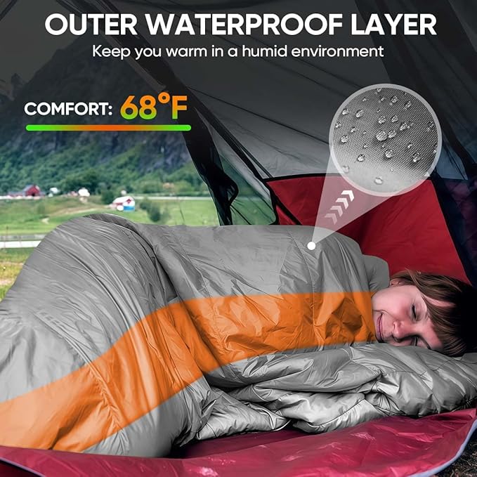 OBTANIM Sleeping Bags Portable Waterproof Camping Sleeping Bag for Adults Kids 4 Seasons Cold Weather or Warm Backpacking Hiking Mountaineering Indoor Outdoor Use