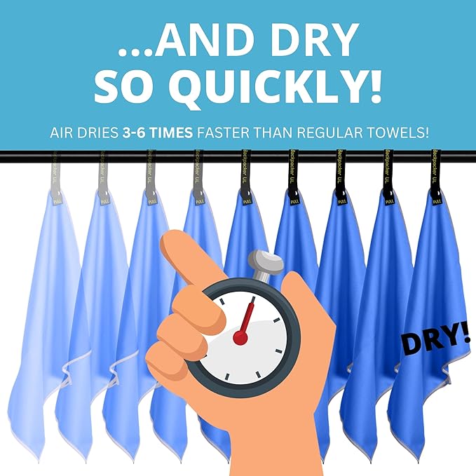 Backpacking Ultralight Quick Dry Microfiber Soft Fast Drying Hand and Face Towel Wash Cloth Camping Yoga Hiking Active Lifestyle Small (Blue)