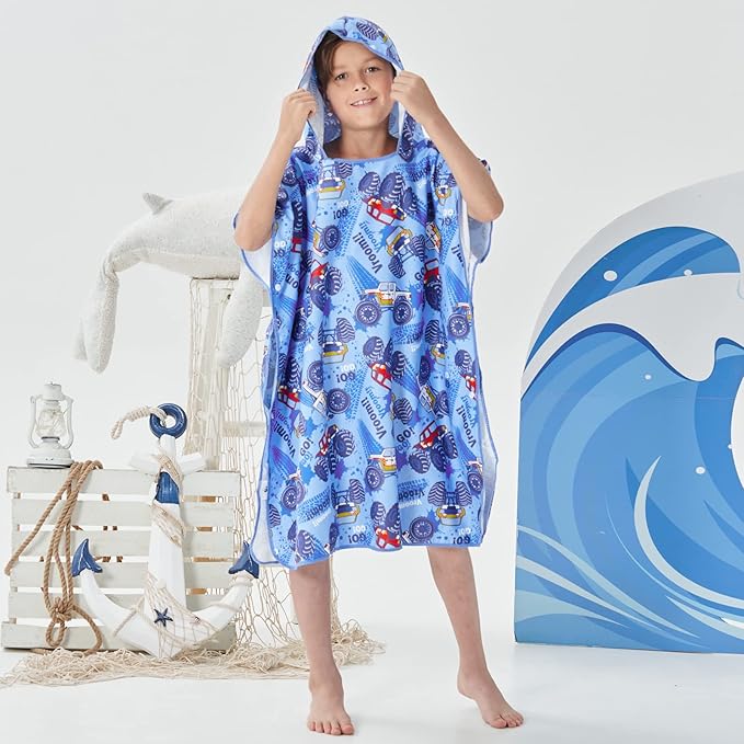 YINHANG Kids Changing Poncho Swim Robe for Girls Boys, Quick Dry Microfiber Hooded Beach Bath Towel Pool Surf Poncho for Swimming, Surfing, Travelling, Camping