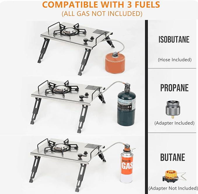 Onlyfire IGT Camping Table Kit with Propane Gas Stove and Carrying Case, Portable Folding Camp Table, IGT Unit Combination Combo for Picnic, RV, Car Trip, Tailgating, Patio, Backyard, GS337