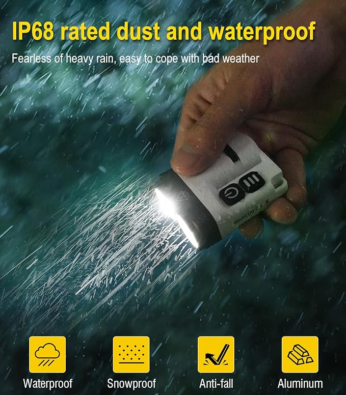 BORUIT U6 Small Flashlights Powerful 1600 Lumen, Mini EDC Flashlight USB C Rechargeable Led Pocket Clip Flash Light with Keychain Magnetic, IP68 Waterproof Lanyard