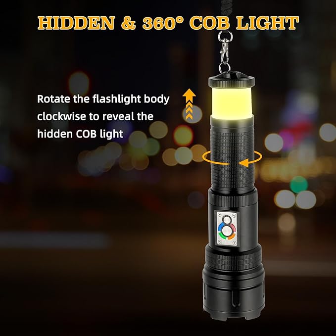 ULTRAFIRE Tactical Flashlight 1500 Lumens with Camping Lantern, Zoomable 10 Modes Bright LED Flashlight, USB Rechargeable, with Red Flashing Mode for Camping Hiking Outdoor, Z9 PRO
