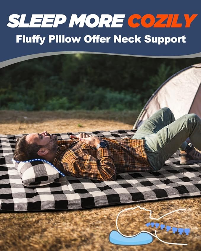 MEREZA Flannel Sleeping Bag for Adults Mens with Pillow, XL Cold Weather Sleeping Bag for 30 Degree 4 Season Camping Large Big and Tall Sleeping Bags with Compression Sack