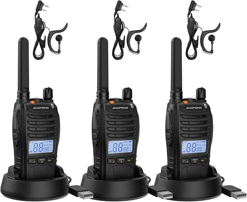 Baofeng BF-88ST Pro Walkie Talkies - 3 Pack, Long Range Radios Walkie Talkies for Kids and Adults, Upgraded from BF-88ST NOAA VOX Dual Watch, with Desktop Charger and Earpieces (Black)