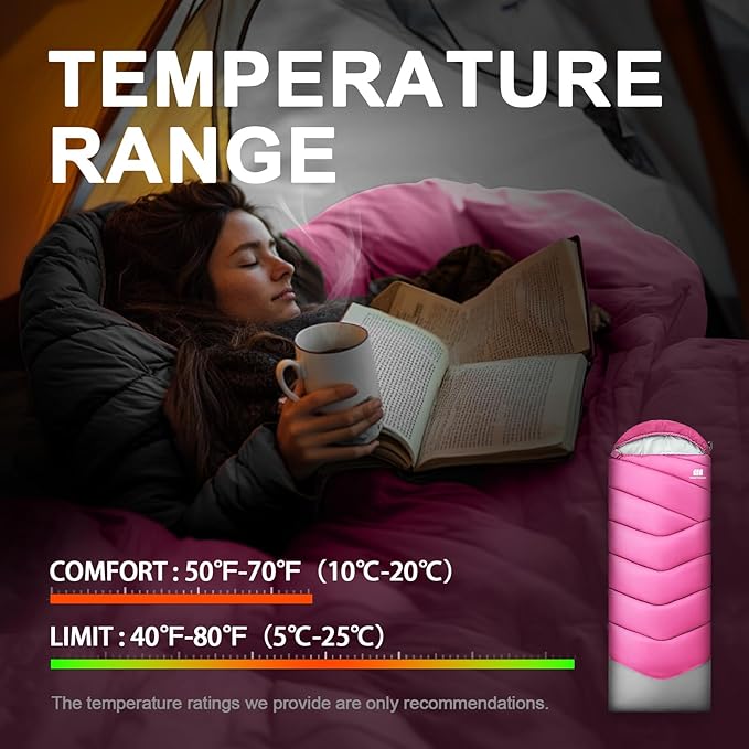 Sleeping Bags for Adults Cold Weather & Warm,Backpacking Camping Sleeping Bag for Tall Girls Boys,Lightweight,Compact,Waterproof Camping Gear for Traveling,Hiking,Hotel,Outdoor & Indoor