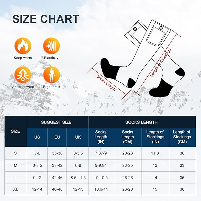 Heated Socks for Women Men,Foot Warmers Electric Rechargable Battery Heating Socks,Winter Cold Feet Hunting Ski Camping Hiking Riding Motorcycle Snowboating Thermal Warm Socks
