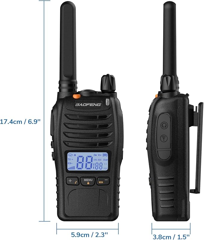 Baofeng BF-88ST Pro Walkie Talkies - 3 Pack, Long Range Radios Walkie Talkies for Kids and Adults, Upgraded from BF-88ST NOAA VOX Dual Watch, with Desktop Charger and Earpieces (Black)