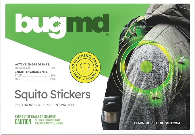 BugMD Squito Stickers Mosquito Repellent Patch Stickers for Adults (78 Stickers), Safe & Effective Insect Repellent Patches for Toddlers, Kids, Camping, Beach & Outdoor Essentials