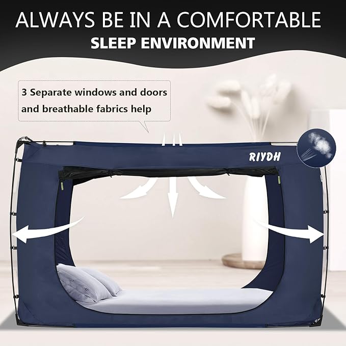 Bed Tent Bed Canopy BunkTwin Size Tents for Adult and Kids- Original Design Portable Dream Tent Indoor Sleeping Tents 80% Blackout with 3 Doors Breathable Big Space Tents