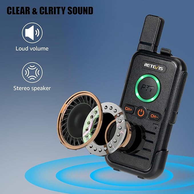 Retevis RB45 Rechargeable Walkie Talkies Long Range,Portable 2 Way Radio for Adults,Emergency Alarm,Dual PTT Two Way Radios for Cruise Camping Family Outdoor(4 Pack)