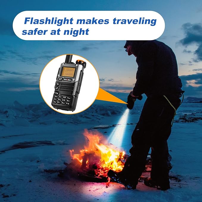 TK-6 5W Ham Radio Handheld Long Range with 1600mAh Type-C Charging Battery, UHF VHF FM AM Multi-Band Two Way Radio with NOAA Weather Forecast(2 Pack)
