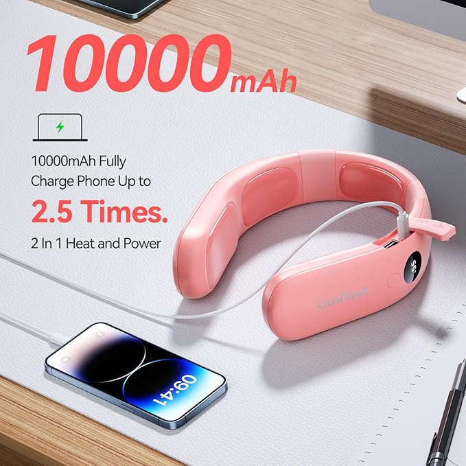 10000mah Rechargeable Neck Warmer,for Necks Up to 8 inches Wide,15 Hours Portable Neck Heater for Men and Women