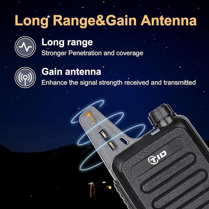 TIDRADIO TD-M8s 2 Way Radio Walkie Talkies Rechargeable VOX License-Free Two Way Radio with Earpiece Walkie Talkies for Adults School Church Restaurant Business Office (10 Pack)