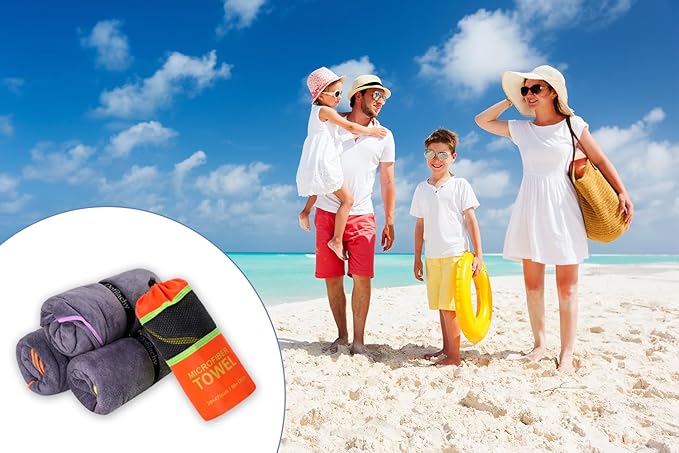 Dofilachy 4 Pack Camping Towel - Quick Dry Towel - Microfiber Travel Sports Towel - Super Absorbent Swim Towel (4, Orange)