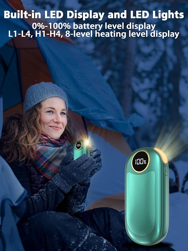 Hand Warmers Rechargeable, 14000mAh Electric Hand Warmer Max 18Hrs Warmth, Dual-Sided Hand Warmers Reusable Heat Up to 131℉, Portable Gloves Handwarmers for Raynauds, Hunting, Golf, Football, Camping