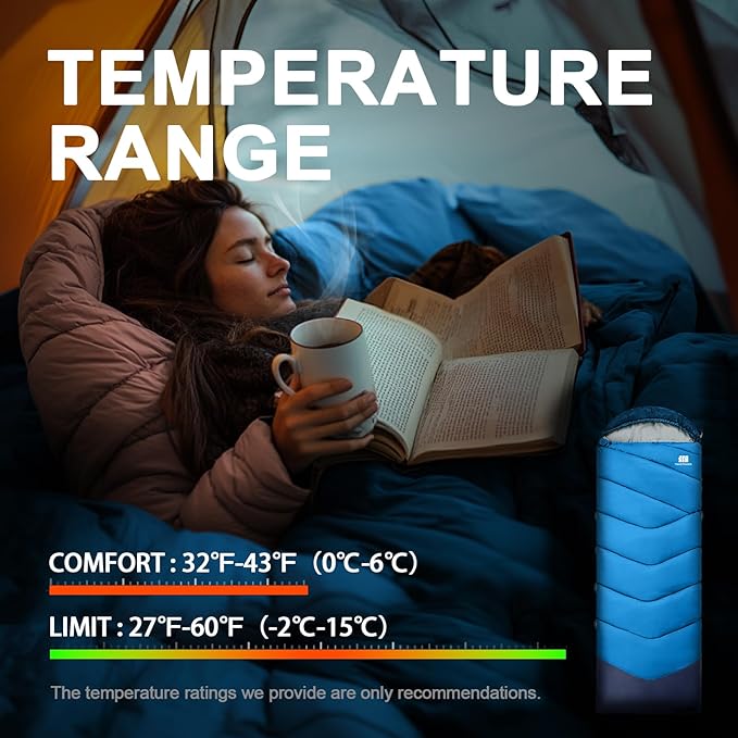 Sleeping Bags for Adults Cold Weather & Warm,Backpacking Camping Sleeping Bag for Tall Girls Boys,Lightweight,Compact,Waterproof Camping Gear for Traveling,Hiking,Hotel,Outdoor & Indoor
